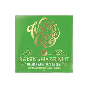 Willie's Cacao No Added Sugar Raisin & Hazelnut Chocolate (50g)