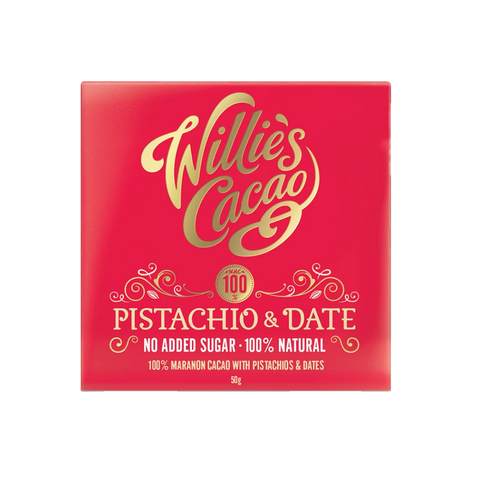 Willie's Cacao No Added Sugar Pistachio & Date Chocolate (50g)