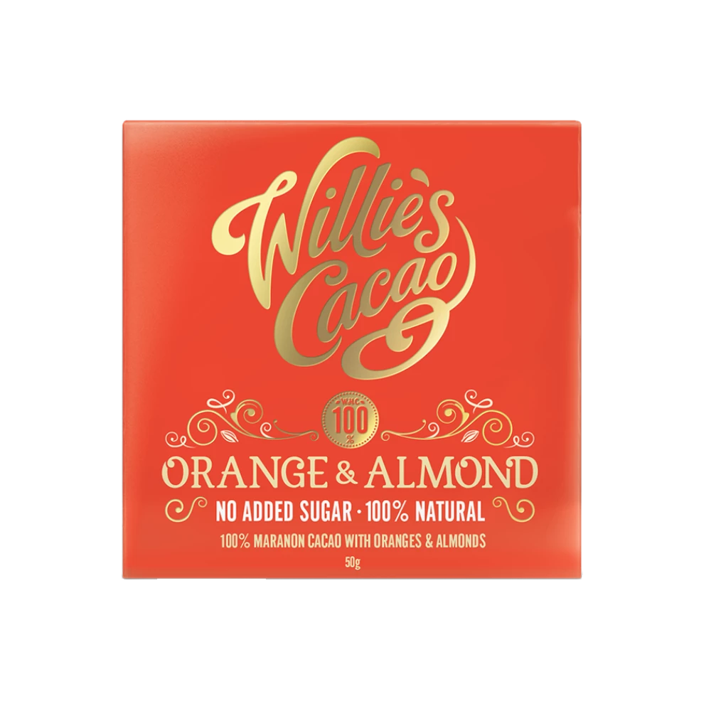 Willie's Cacao No Added Sugar Orange & Almond Chocolate (50g)